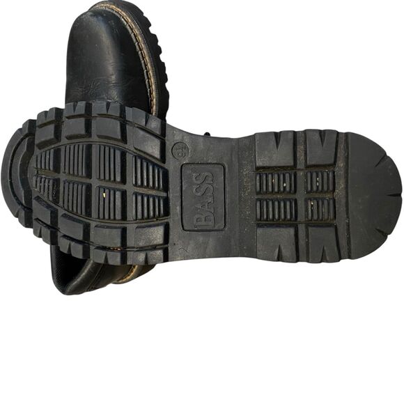 Vintage Y2K Chunky Men Shoes 9M Black Platform Lug Sole Bass Bellows Work Wear - Picture 7 of 12